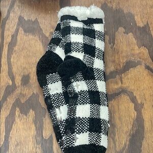 Cozy Black and White Checkered Socks